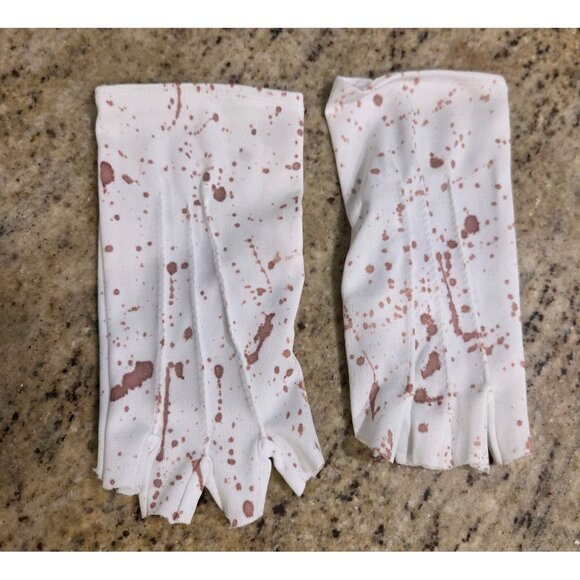 Fingerless White Fake Bloody Gloves Art the Clown Costume Pennywise One Size - Picture 1 of 10